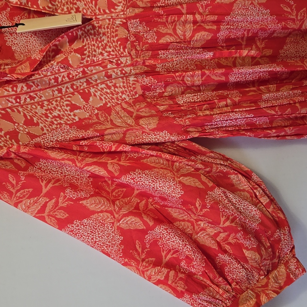 Elan Boho Floral Balloon Sleeve Mini Dress Size M Lightweight Beach Breezy - Picture 8 of 11